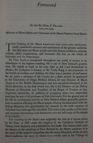 The Coming of the Maori By Te Rangi Hiroa. (Sir Peter Buck).