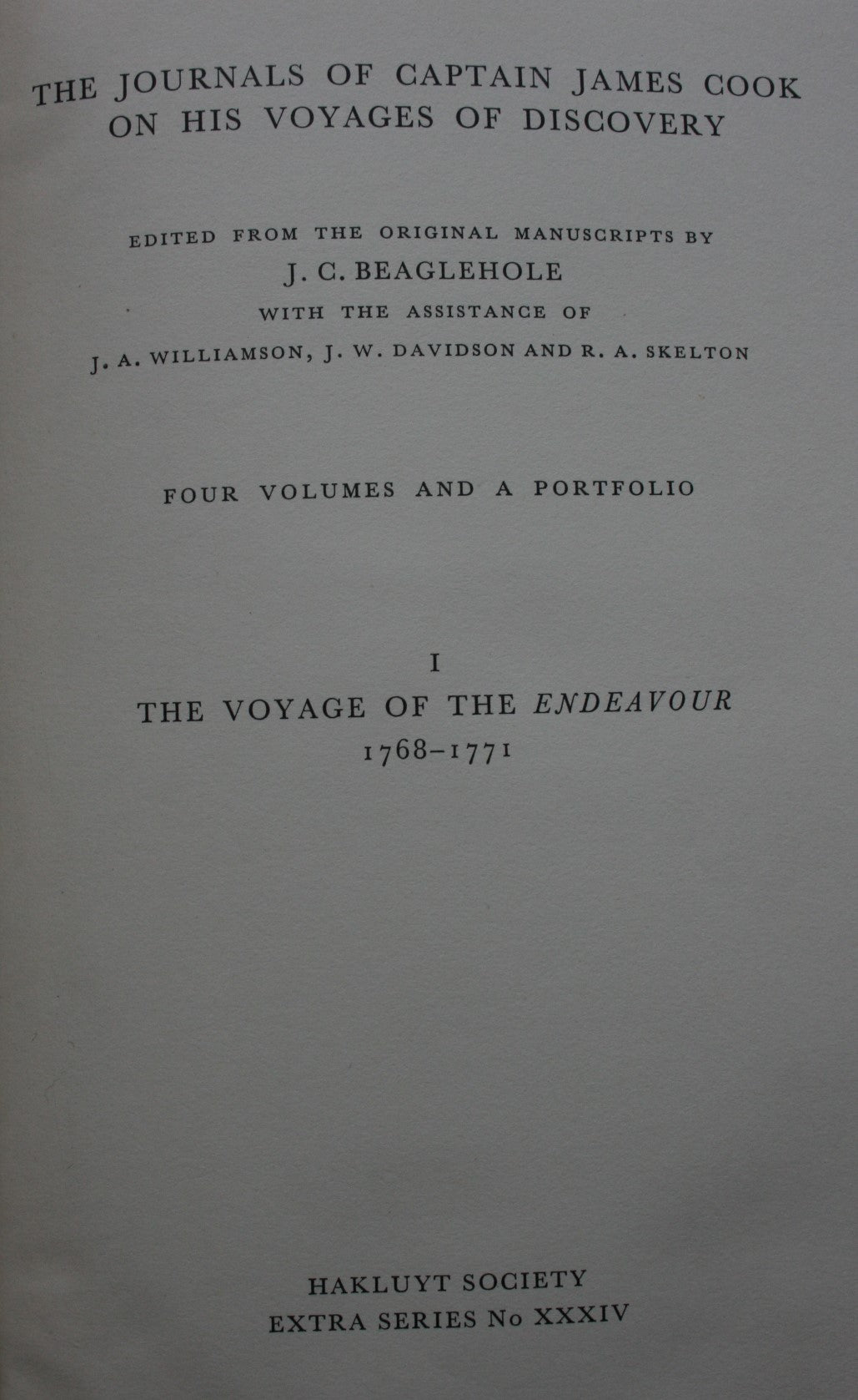 The Journals of Captain James Cook: The Voyage of the Endeavour, 1768-1771; The Voyage of the Resolution and Adventure, 1772-1775; The Voyage of the Resolution and Discovery, 1776-1780 (i & ii) (4 vols)