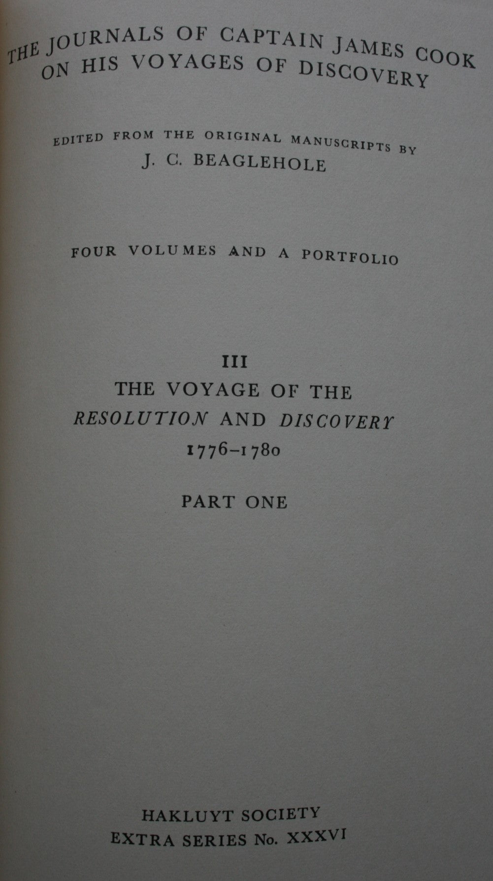 The Journals of Captain James Cook: The Voyage of the Endeavour, 1768-1771; The Voyage of the Resolution and Adventure, 1772-1775; The Voyage of the Resolution and Discovery, 1776-1780 (i & ii) (4 vols)