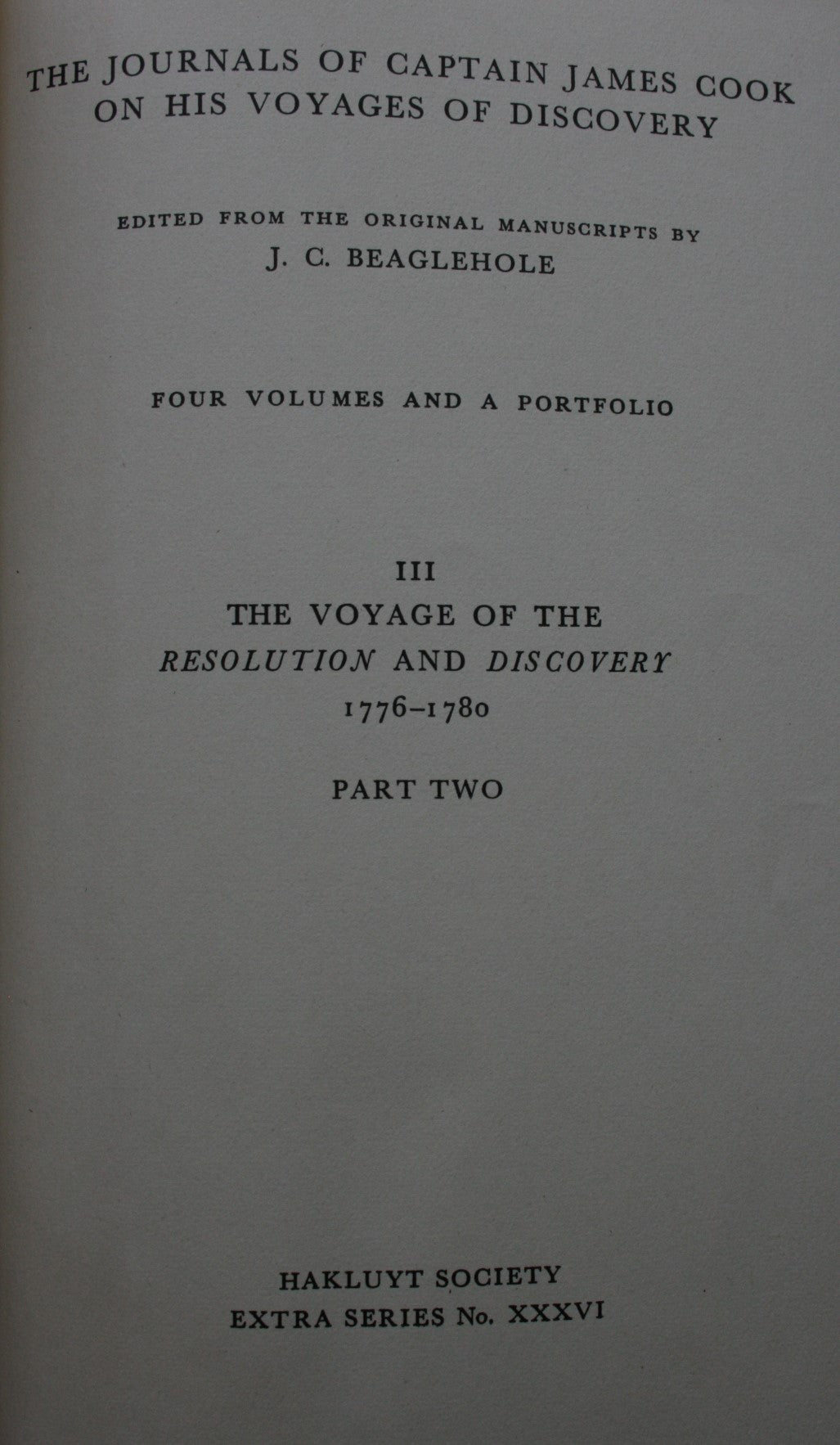 The Journals of Captain James Cook: The Voyage of the Endeavour, 1768-1771; The Voyage of the Resolution and Adventure, 1772-1775; The Voyage of the Resolution and Discovery, 1776-1780 (i & ii) (4 vols)