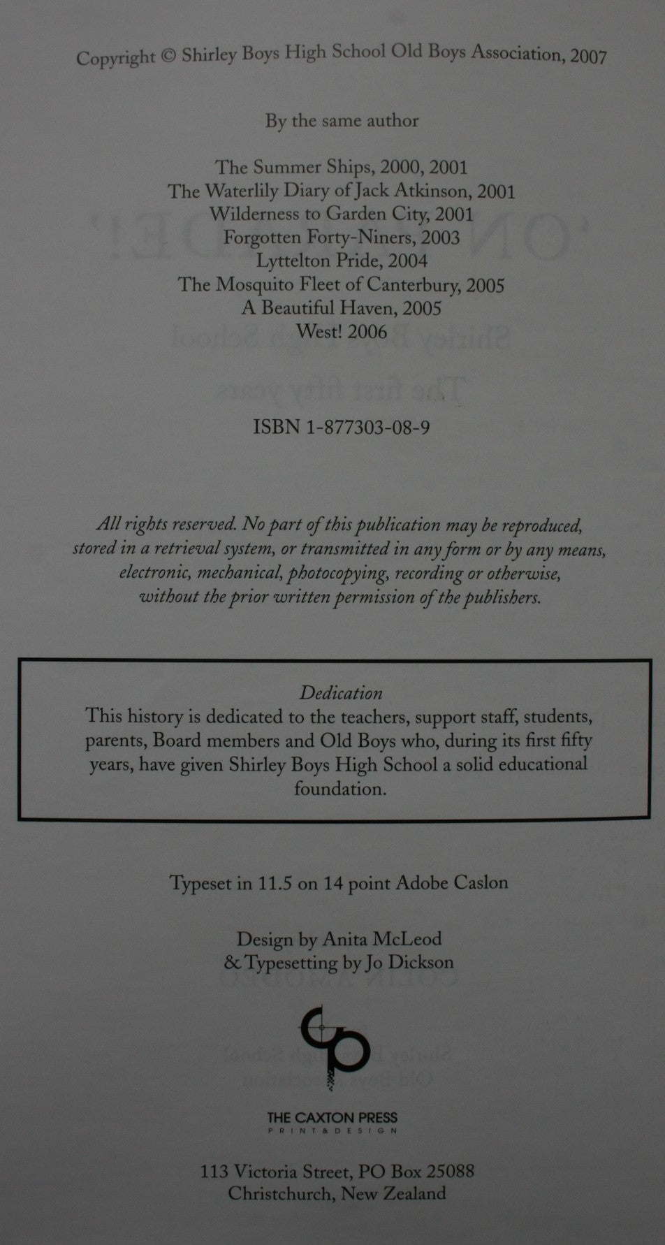 On Parade!' Shirley Boys High School the first 50 Years. By Colin Amodeo. VERY SCARCE.