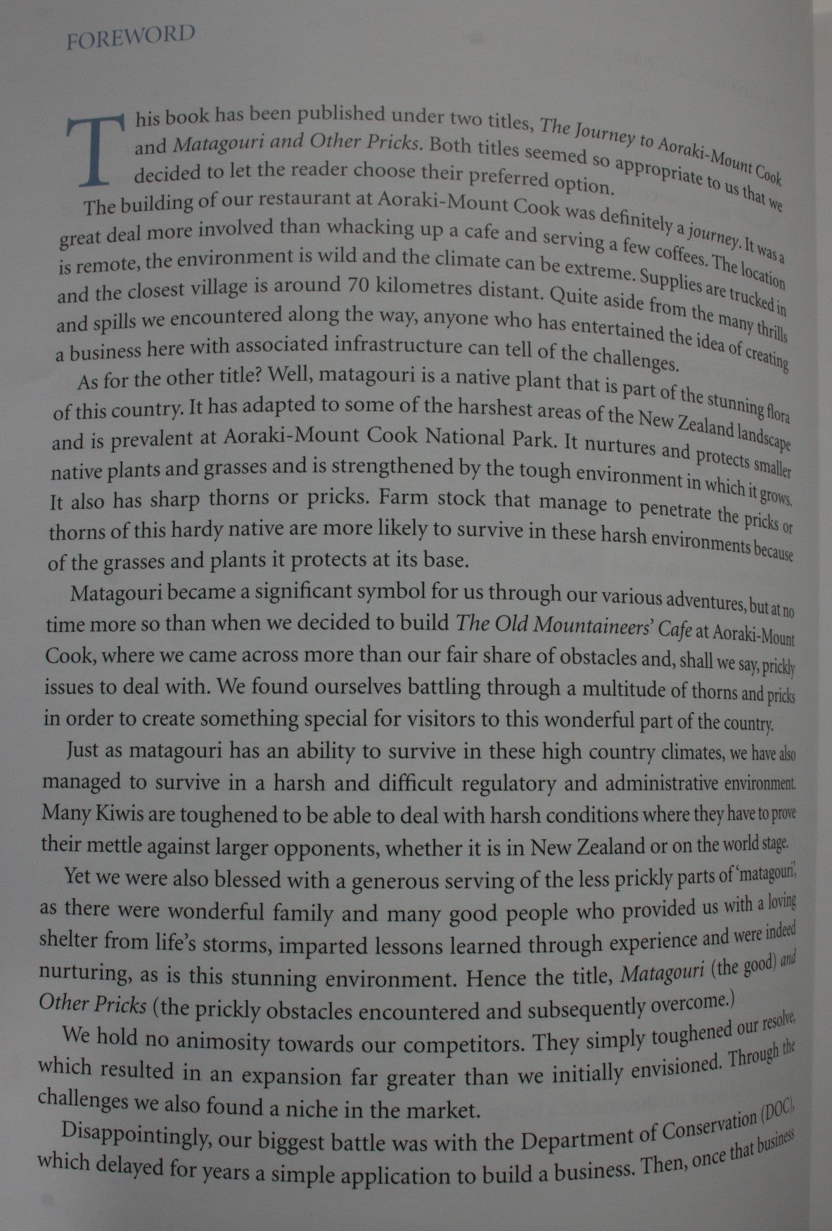 Matagouri And Other Pricks, The Journey to Aoraki-Mount Cook by Mary Hobbs.