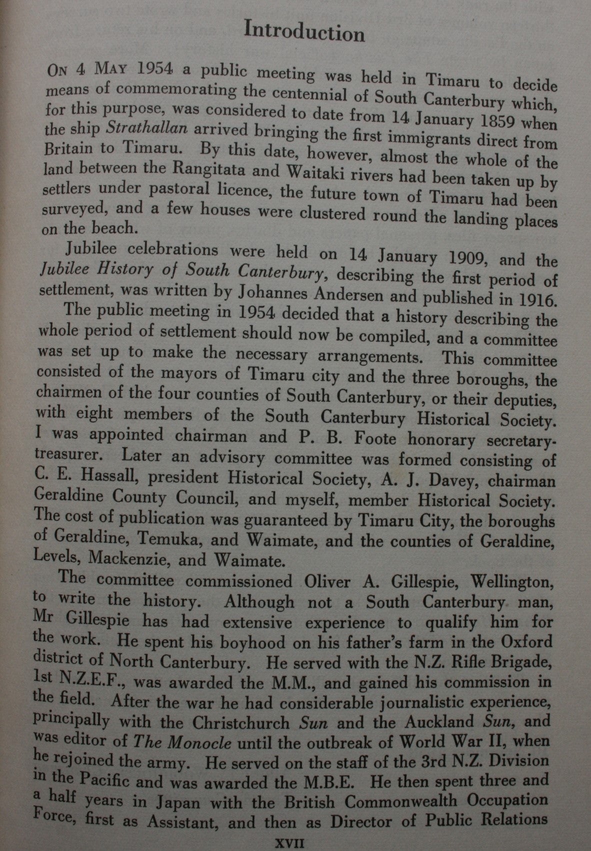 South Canterbury, A Record of Settlement by O. A. Gillespie.