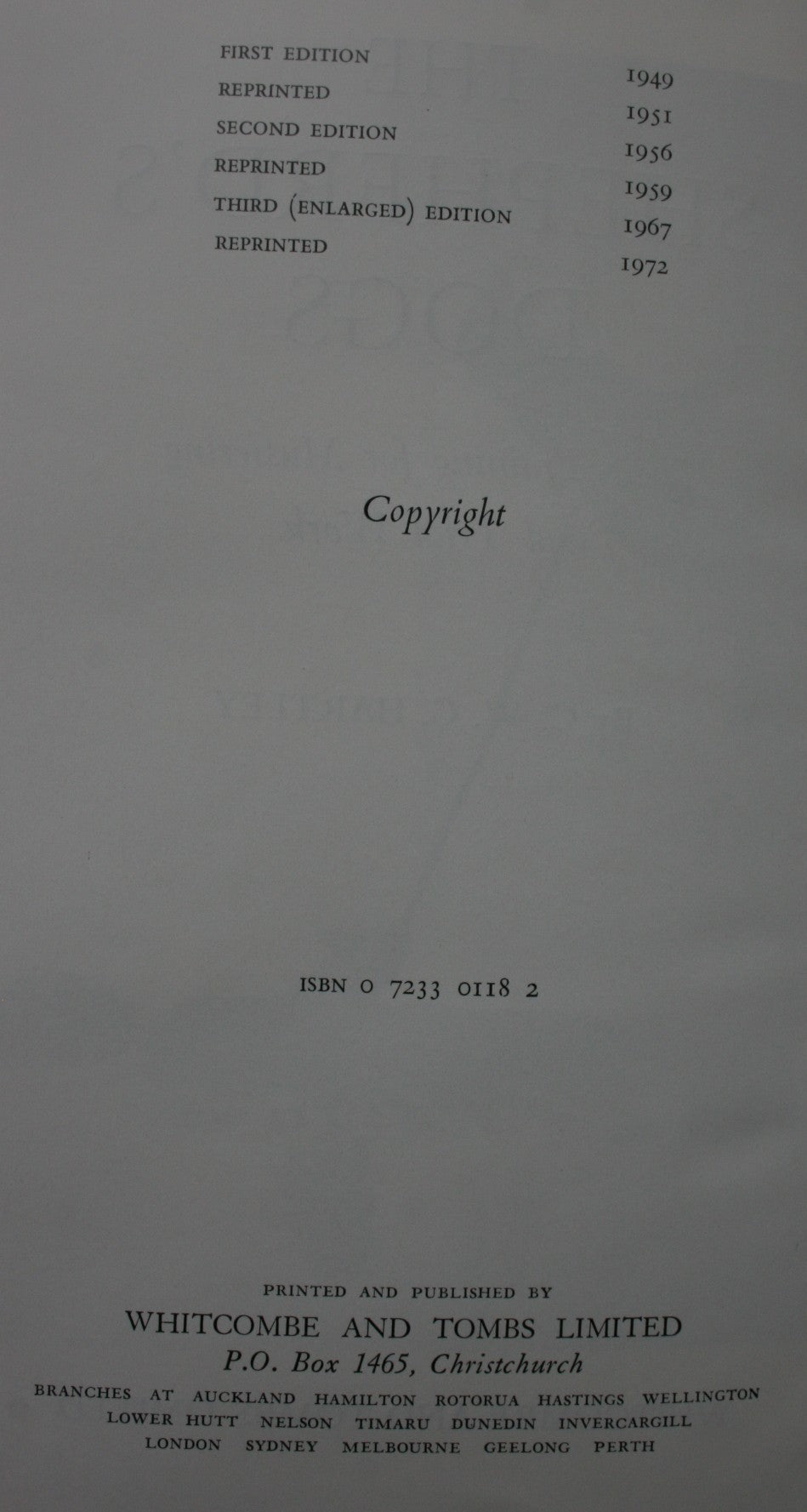 The Shepherd's Dogs Their Training for Mustering and Trial Work By C.W.G. Hartley.