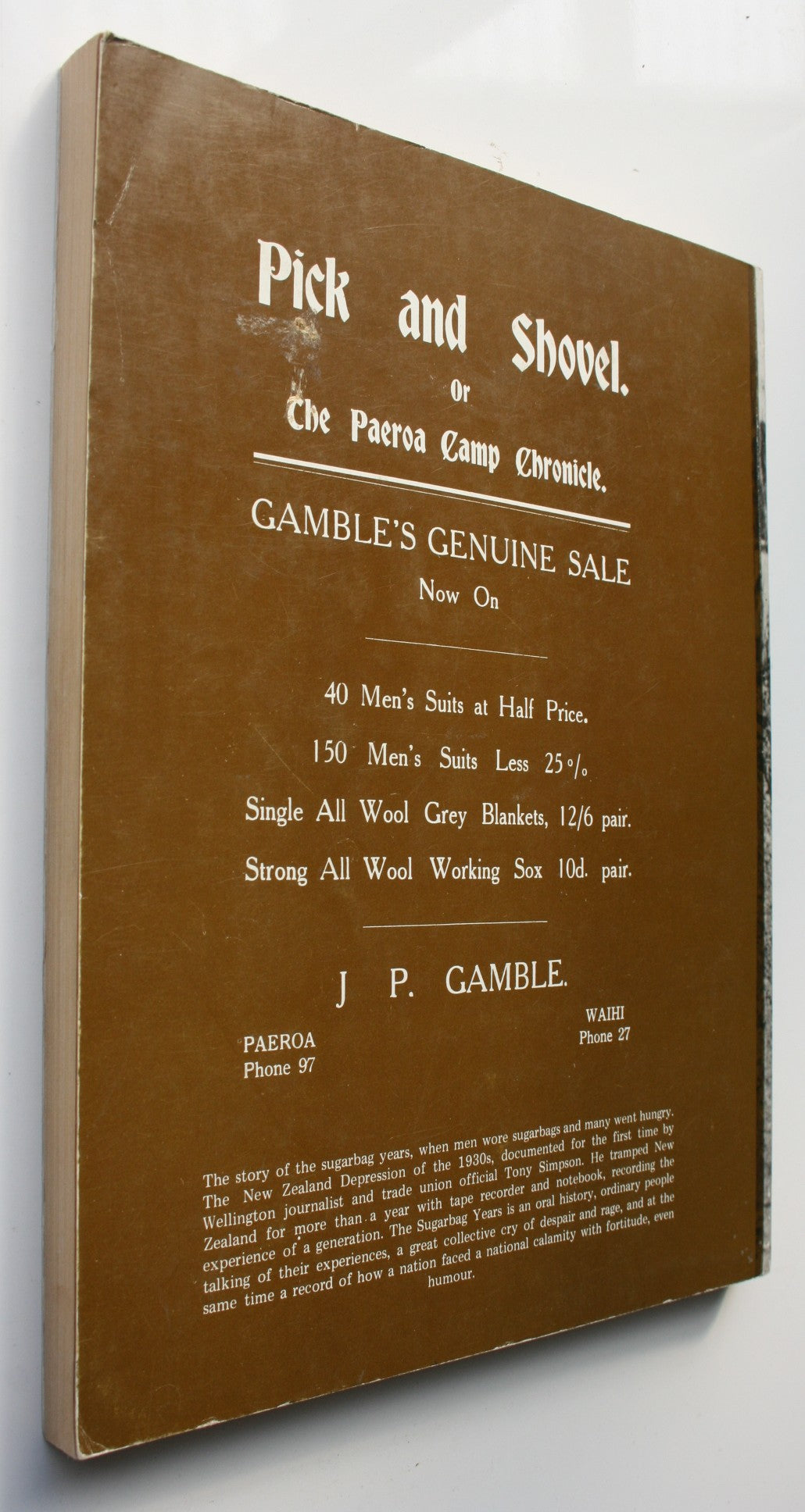 The Sugarbag Years: An Oral History of the 1930s Depression in New Zealand. By Tony Simpson.