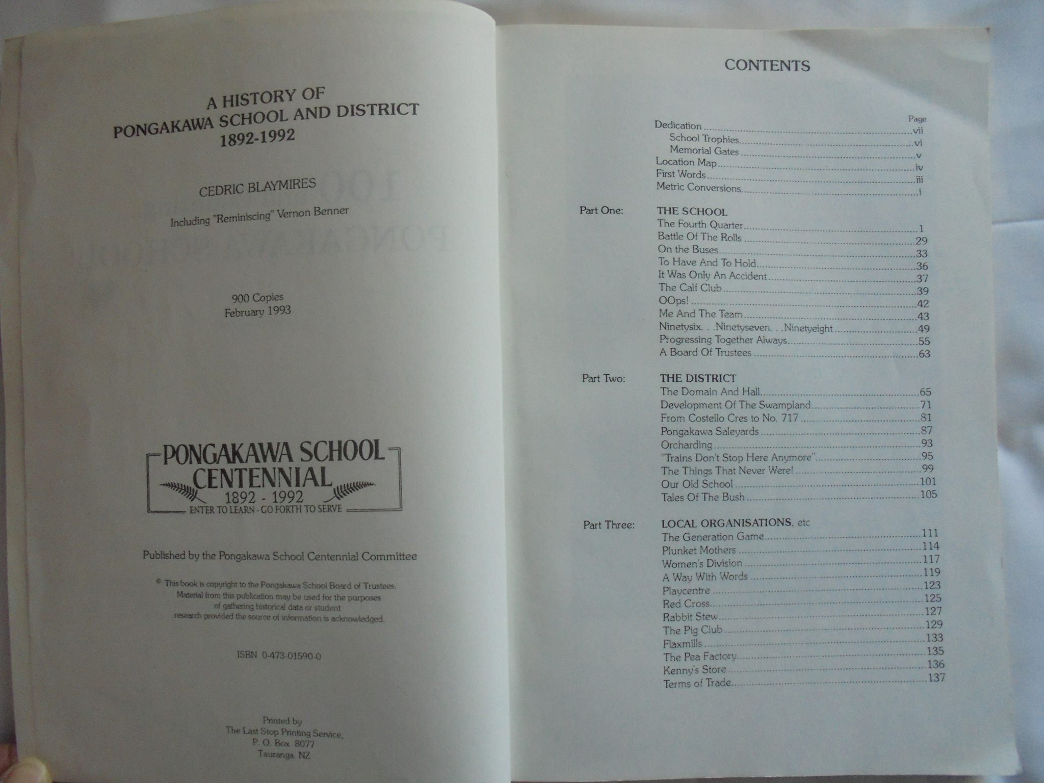 100 and Counting-: Pongakawa School Book by Cedric Blaymires. SCARCE.SIGNED BY AUTHOR.