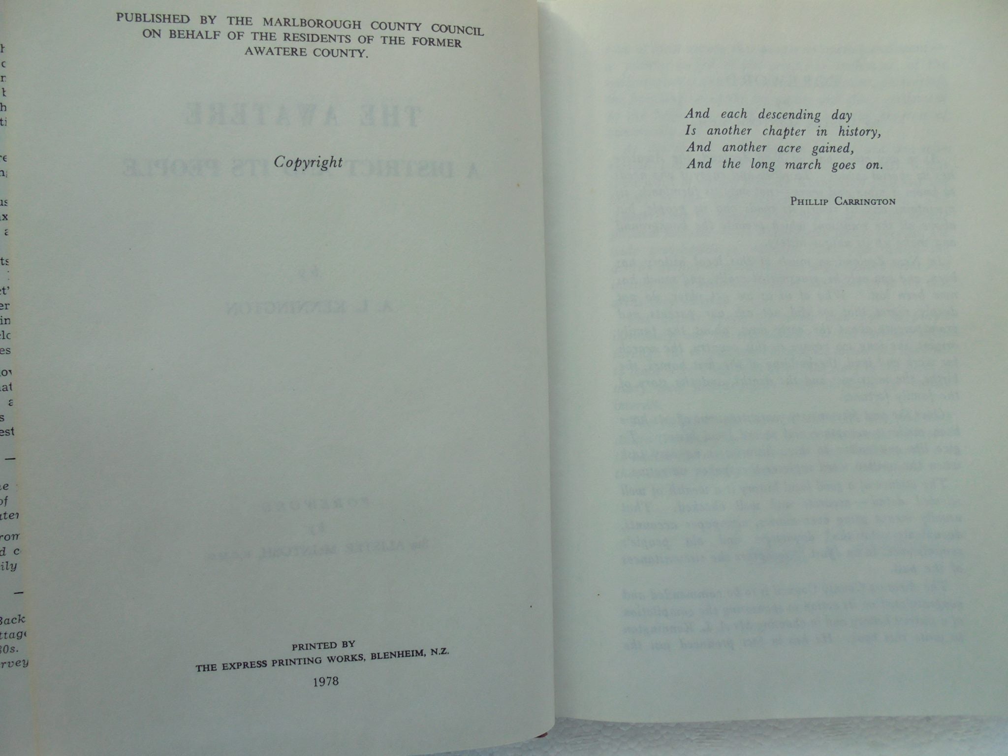 The Awatere, A District and Its People. By A.L. Kennington