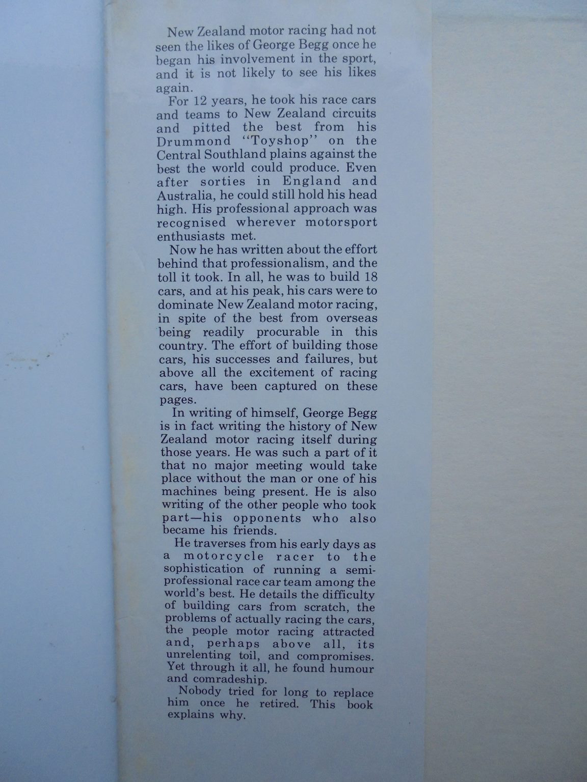 When The Engine Roars The Motor Racing Life of George Begg - by George Begg and Clive A. Lind. [First Edition]