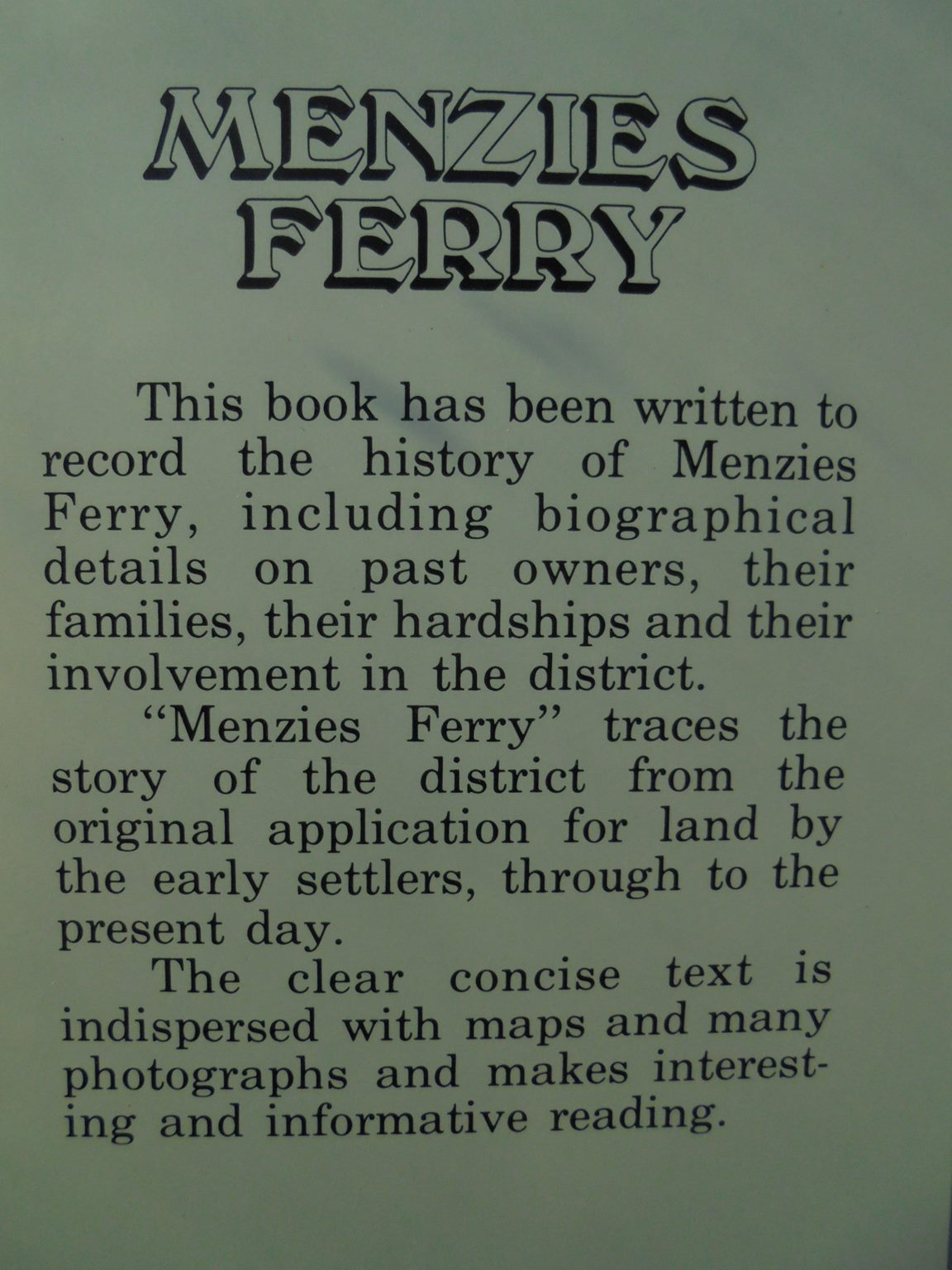 Menzies Ferry: A History of the District.