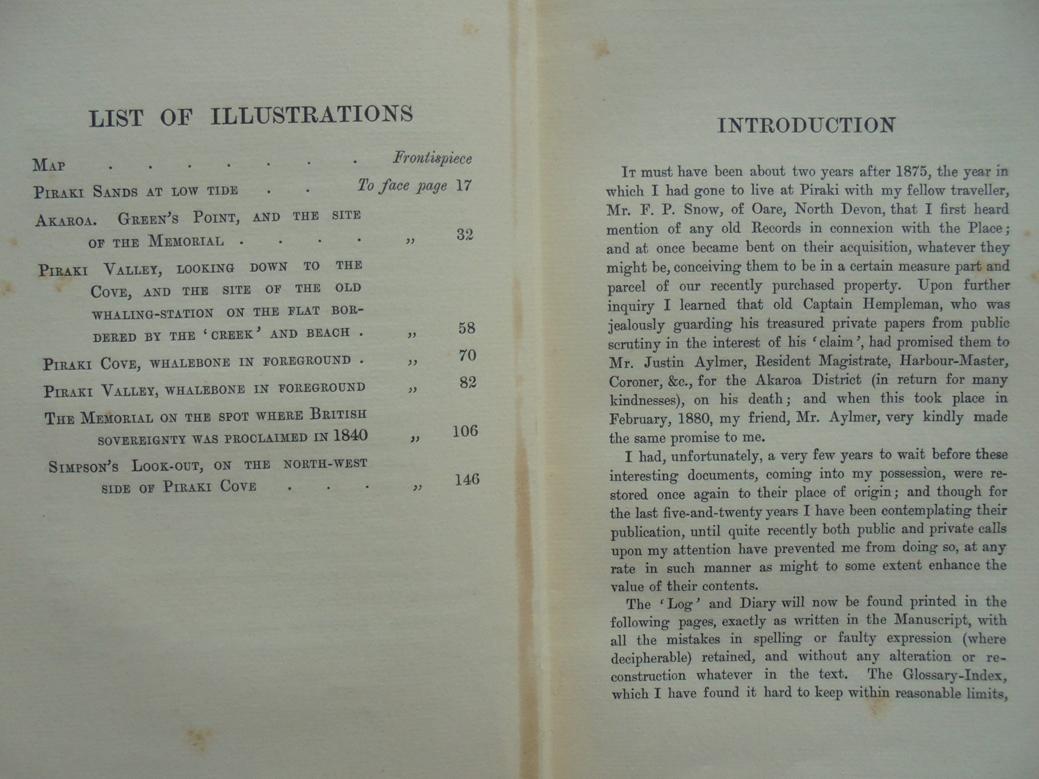 The Piraki Log (e Pirangi ahau koe) or Diary of Captain Hempleman, and map.