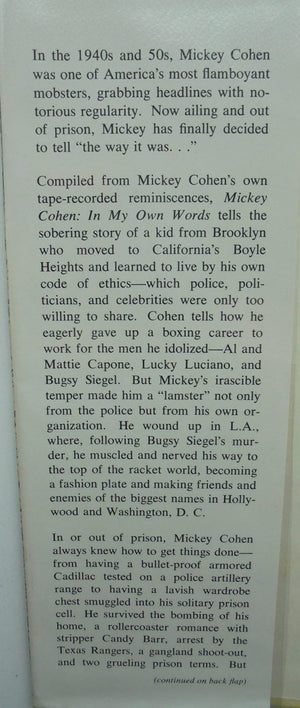 Mickey Cohen: In My Own Words - as told by John Peer Nugent. [Signed]