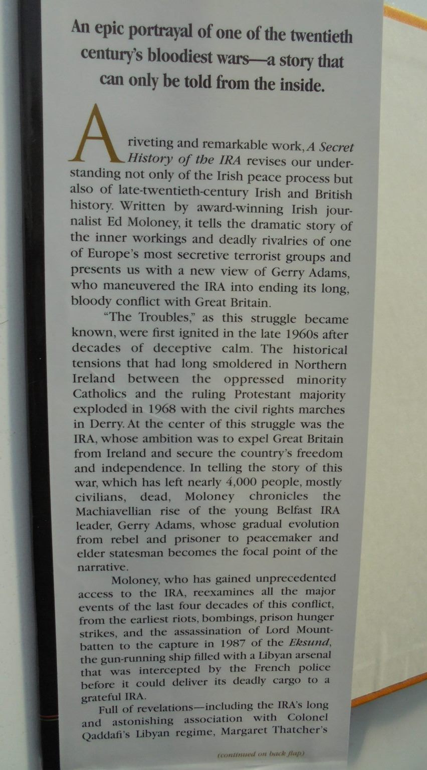 A Secret History of the IRA. By Ed Moloney