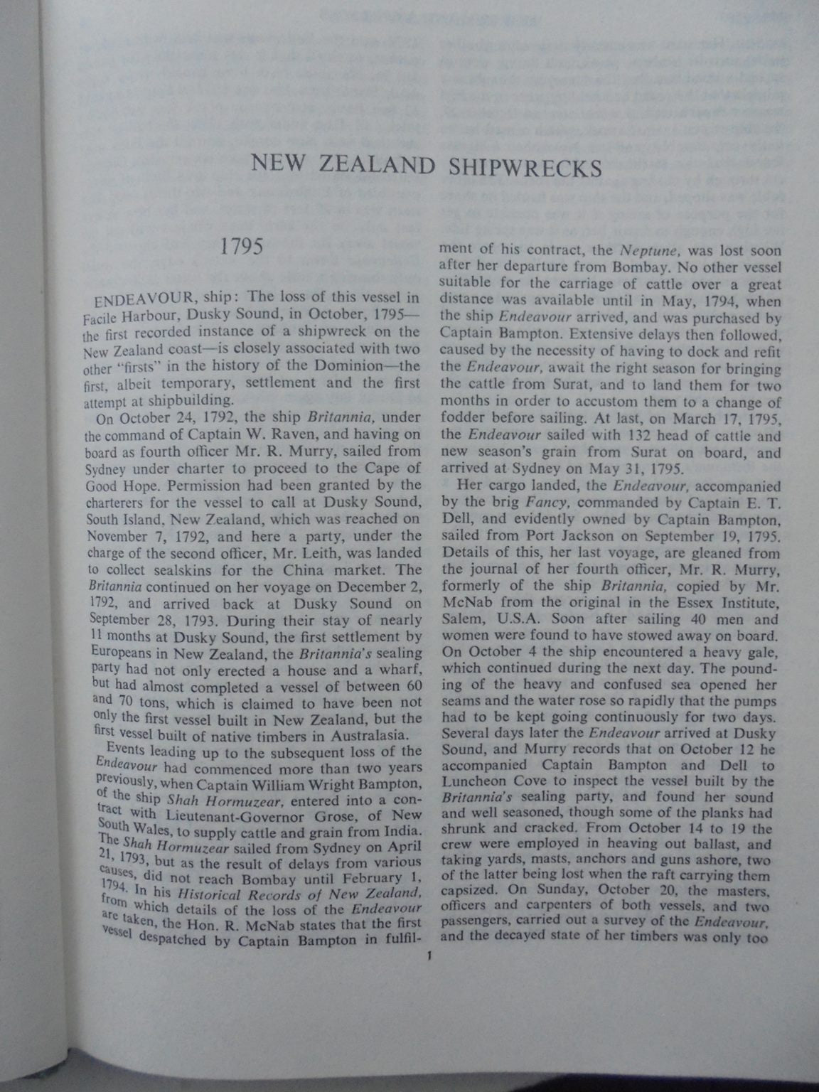 New Zealand shipwrecks 1795-1975. by Ingram, C. W. N