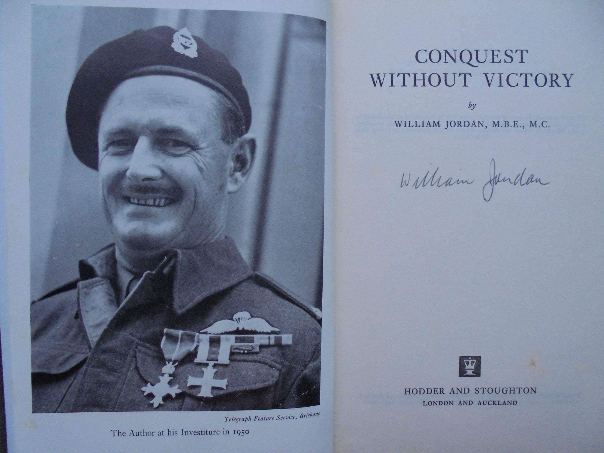 Conquest Without Victory. Kiwi in Resistance WW2. SIGNED