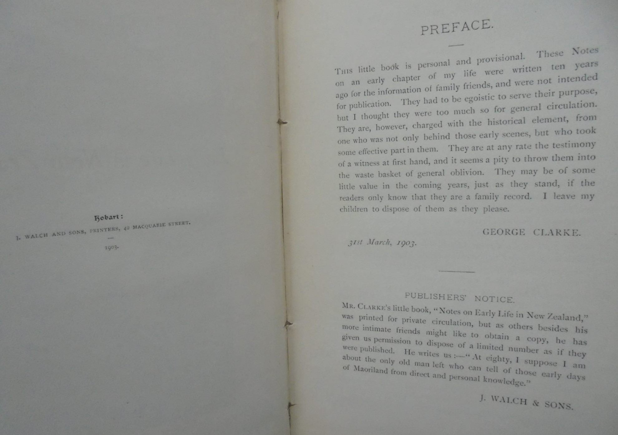 Notes on Early Life in New Zealand. By George Clarke