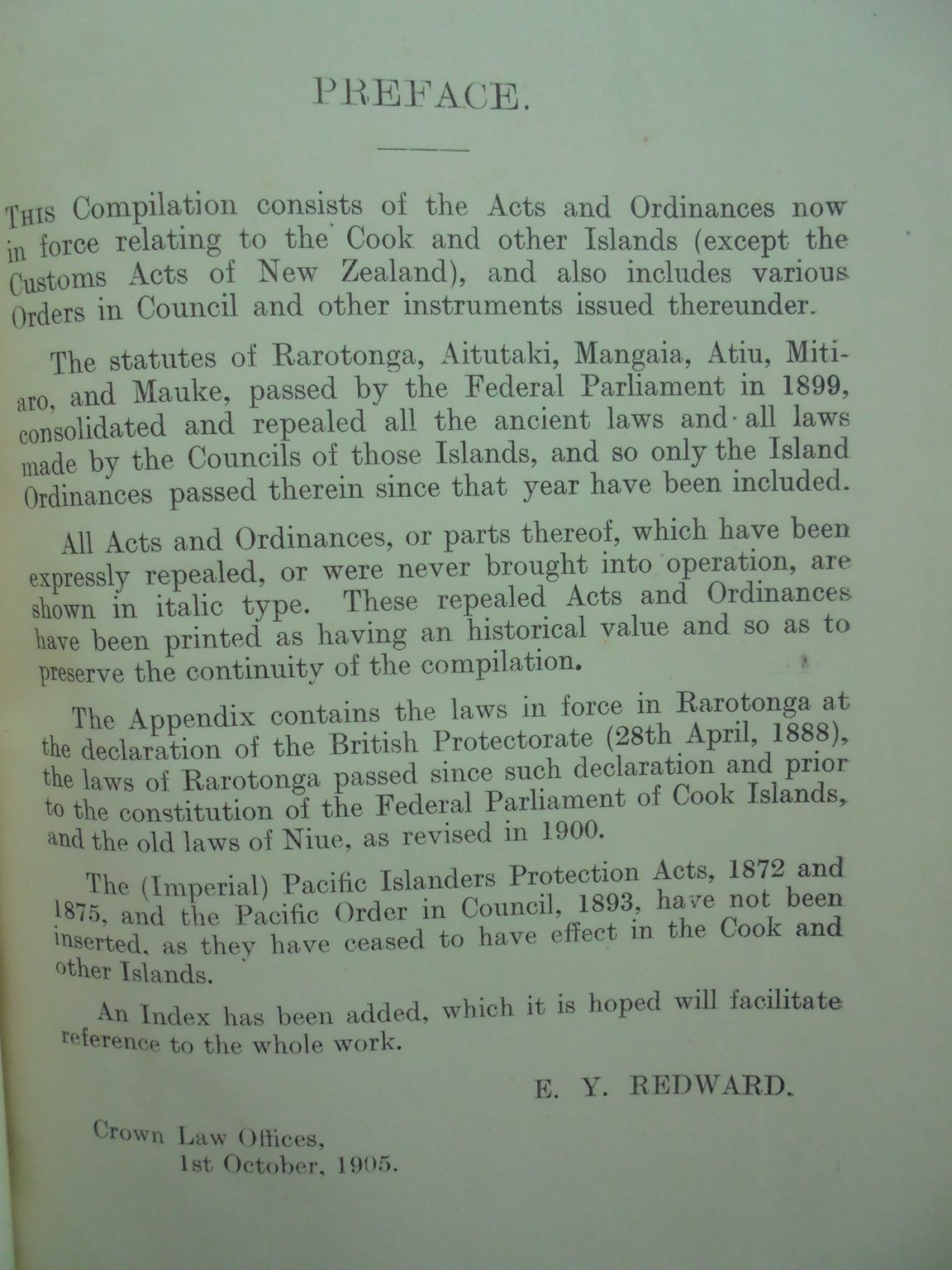 Compilation of Acts & Instruments Relating to the Government of the Cook Islands