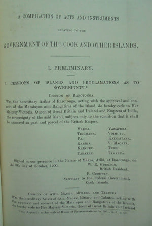 Compilation of Acts & Instruments Relating to the Government of the Cook Islands