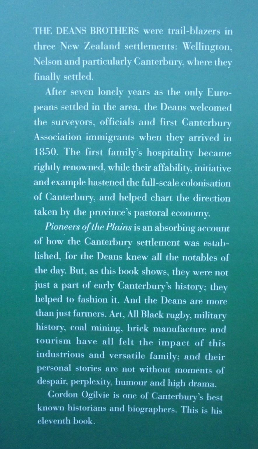 Pioneers of the Plains: The Deans of Canterbury. SIGNED