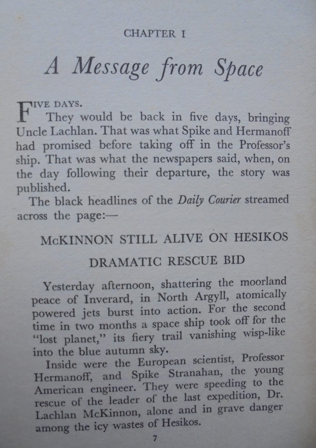 Return to the Lost Planet. BY Angus MacVicar. 1954 First Edition.