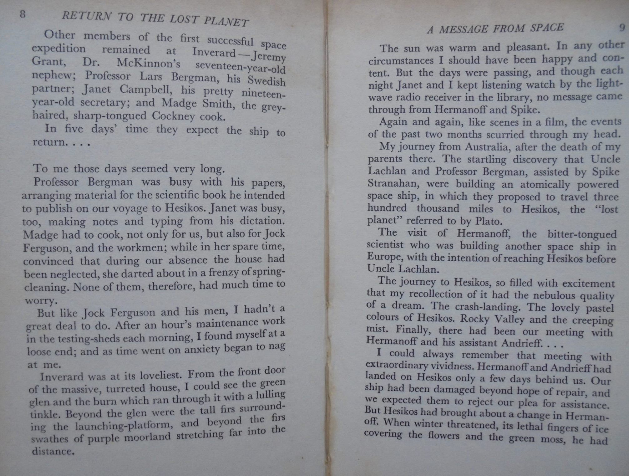 Return to the Lost Planet. BY Angus MacVicar. 1954 First Edition.