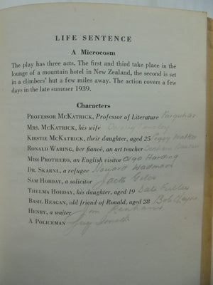 Life sentence: A New Zealand play in three acts By Howard Wadman. (Wadman, Howard Douglas, 1907-1983). SIGNED & DATED BY AUTHOR, also signed by previous owner (Mary Anderson).