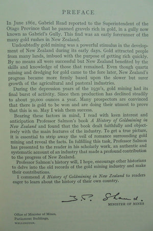 A History of Gold-Mining in New Zealand BY J. H. M. Salmon. First Edition.