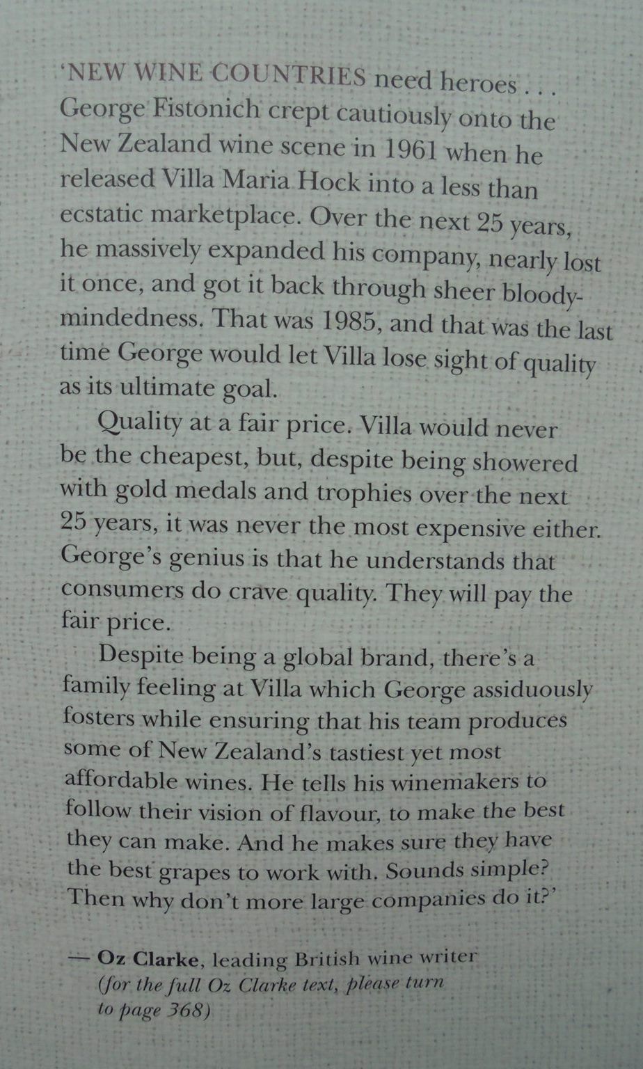 The Winemaker: George Fistonich and the Villa Maria Story By Kerry Tyack. SIGNED BY SIR GEORGE FISTONICH.