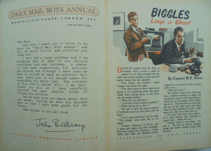 Daily Mail Boys Annual Containing 'Biggles Lays a Ghost' By W E Johns. Editor John Bellamy.