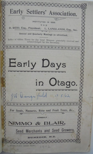 Early Days in Otago by James McIndoe.