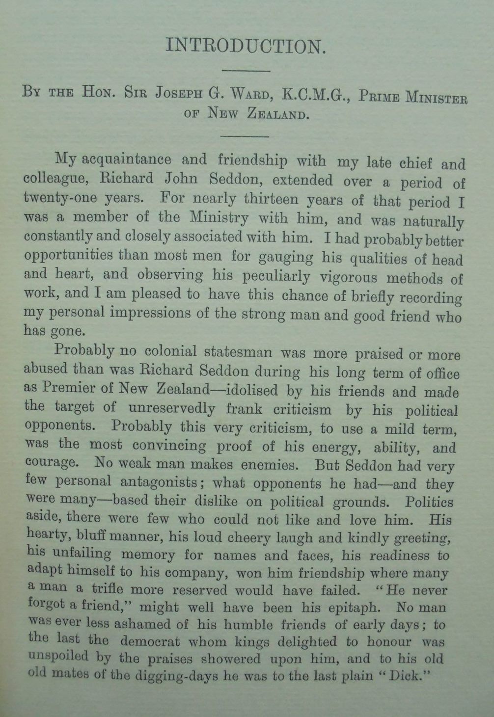 The Life and Work of Richard John Seddon, Premier of New Zealand, 1893-1906.