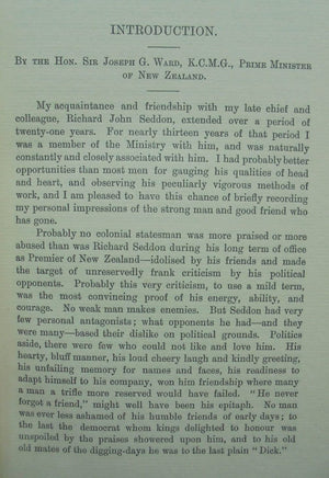 The Life and Work of Richard John Seddon, Premier of New Zealand, 1893-1906.