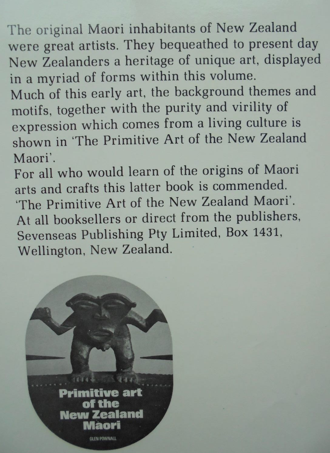 New Zealand Maori arts and crafts. By Glen Pownall