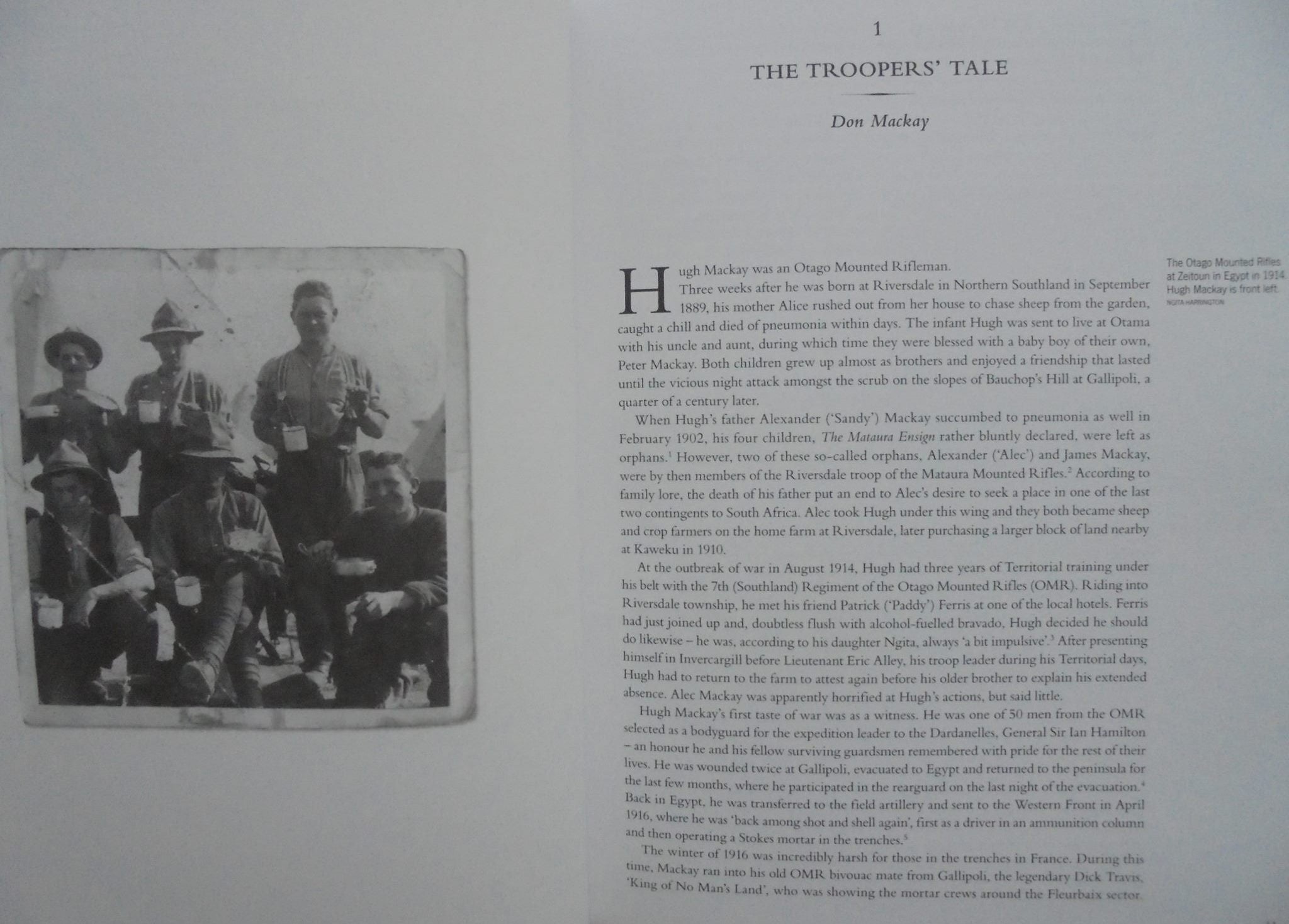 The Troopers' Tale. History of Otago Mounted Rifles By Don Mackay.