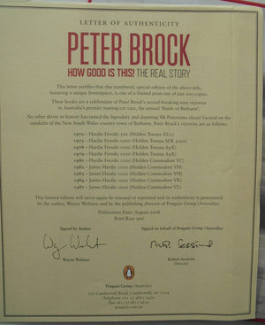 Peter Brock: How Good Is This! The Real Story. VERY SCARCE LIMITED EDITION of only 900 copies, in slipcase.