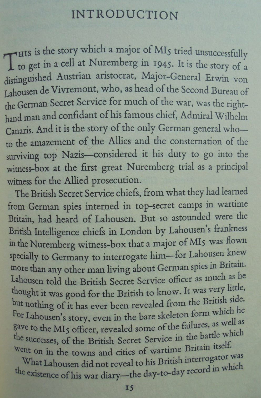 They Spied On England: Based on the German Secret Service War Diary of General Von Lahousen BY Charles Wighton & Gunter Peis.