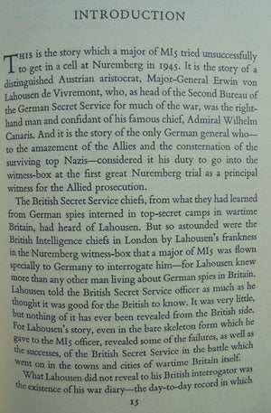 They Spied On England: Based on the German Secret Service War Diary of General Von Lahousen BY Charles Wighton & Gunter Peis.