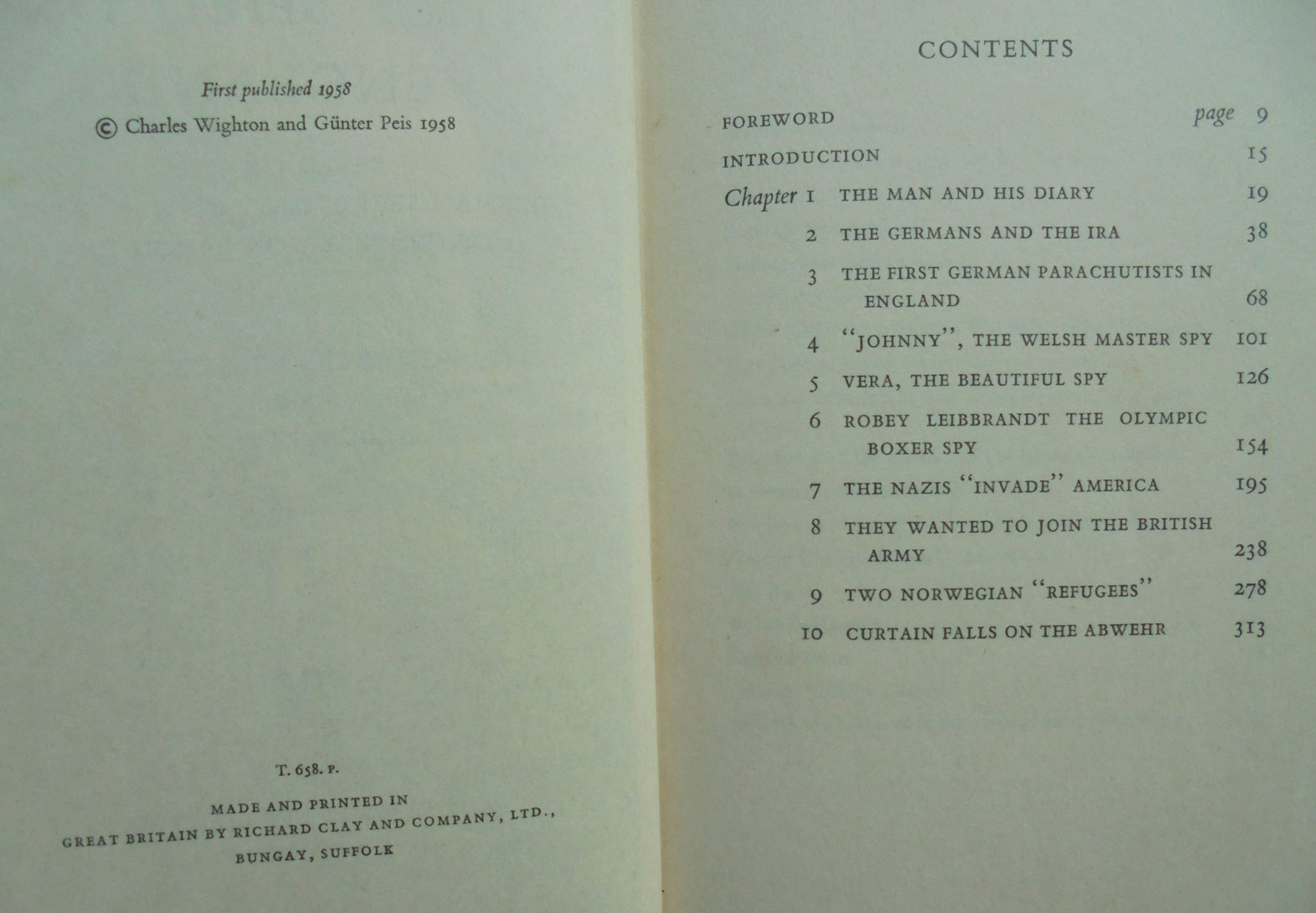 They Spied On England: Based on the German Secret Service War Diary of General Von Lahousen BY Charles Wighton & Gunter Peis.