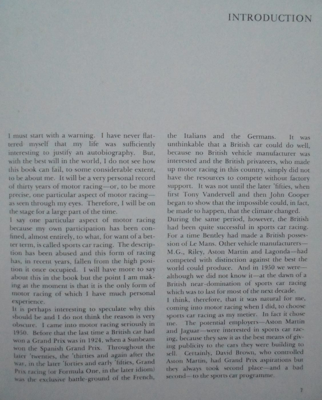 The Certain Sound. Thirty Years of Motor Racing By John Wyer.