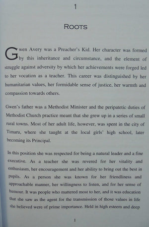 Gwen Avery - Teacher - A Mark Upon Her Generation By Tessa Molloy.