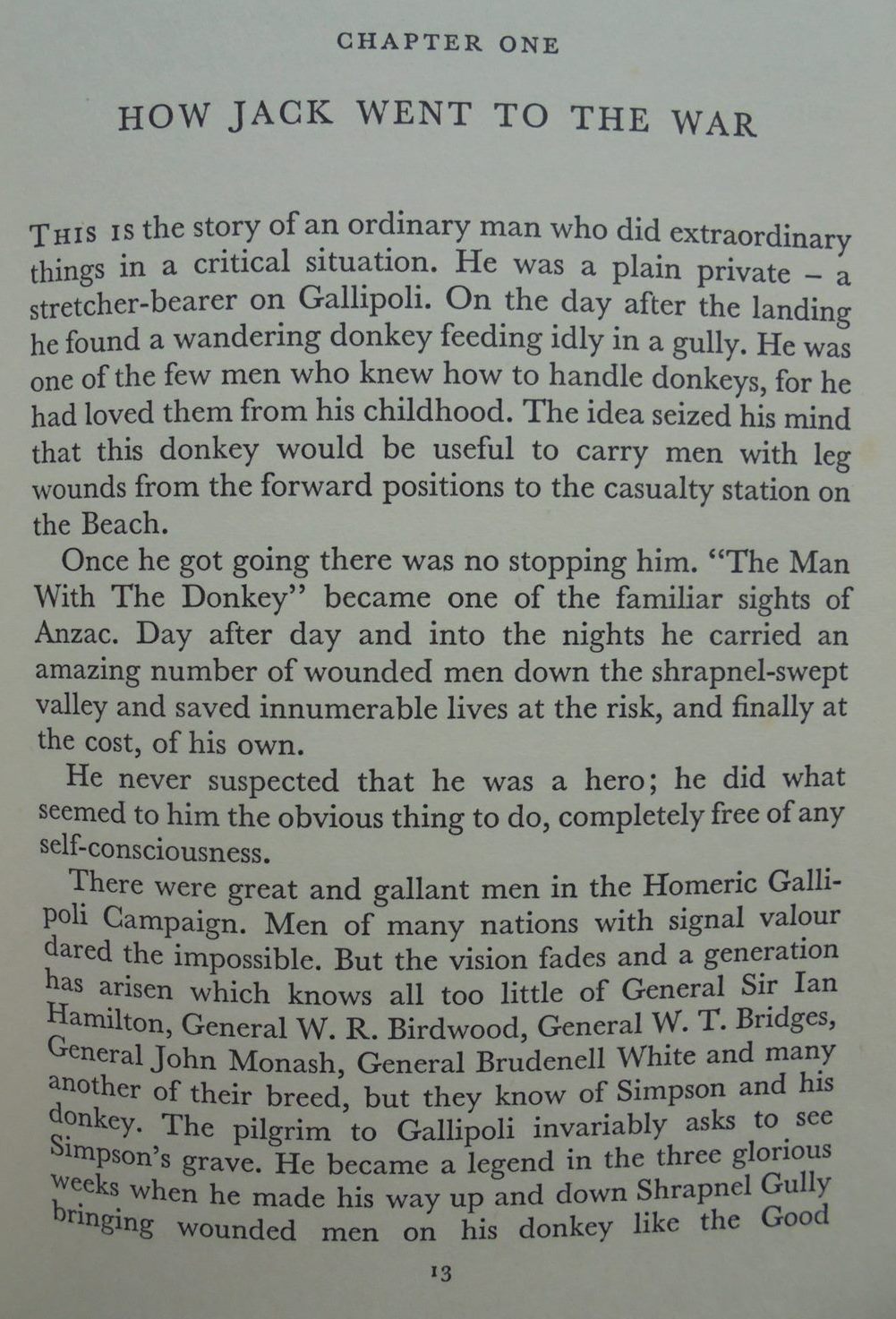 The Man with the Donkey: John Simpson Kirkpatrick, the Good Samaritan of Gallipoli. by Sir Irving Benson