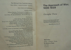 The Approach of War 1938-9. By Christopher Thorne