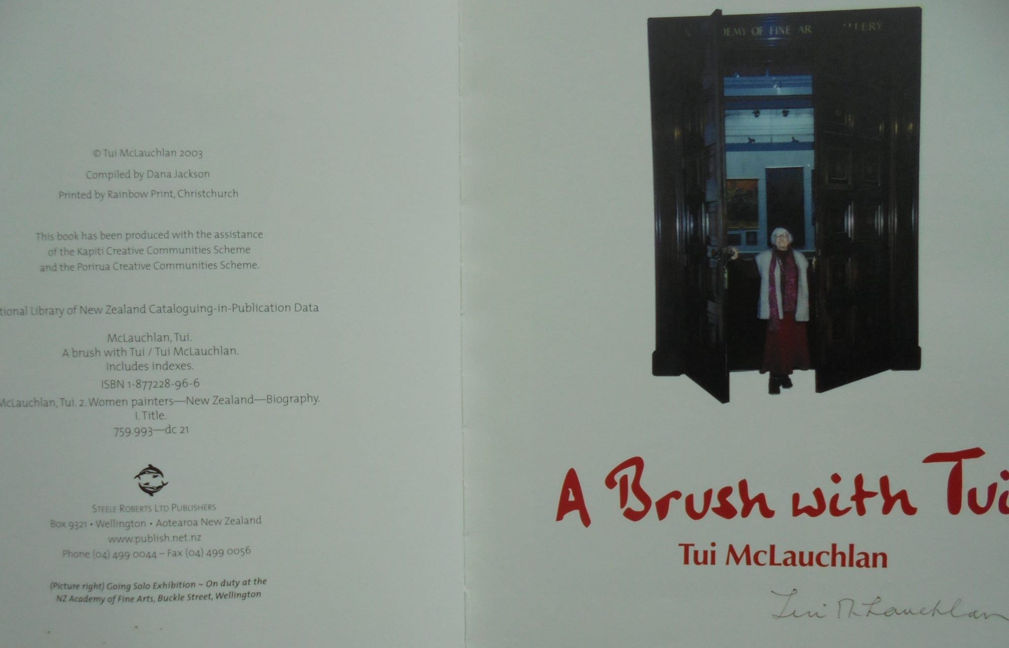 A Brush with Tui By Tui McLauglan. SIGNED BY AUTHOR.