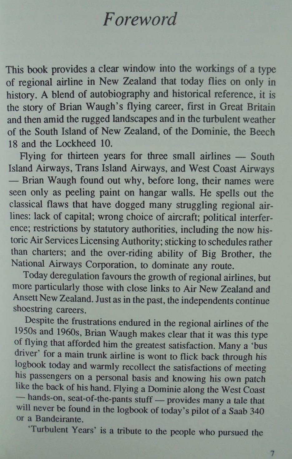 Turbulent Years A Commercial Pilot's Story by Brian Waugh