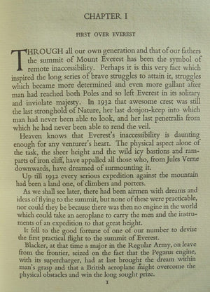 First Over Everest. The Houston-Mount Everest Expedition 1933 by Air Commodore P. F. M. FELLOWES.