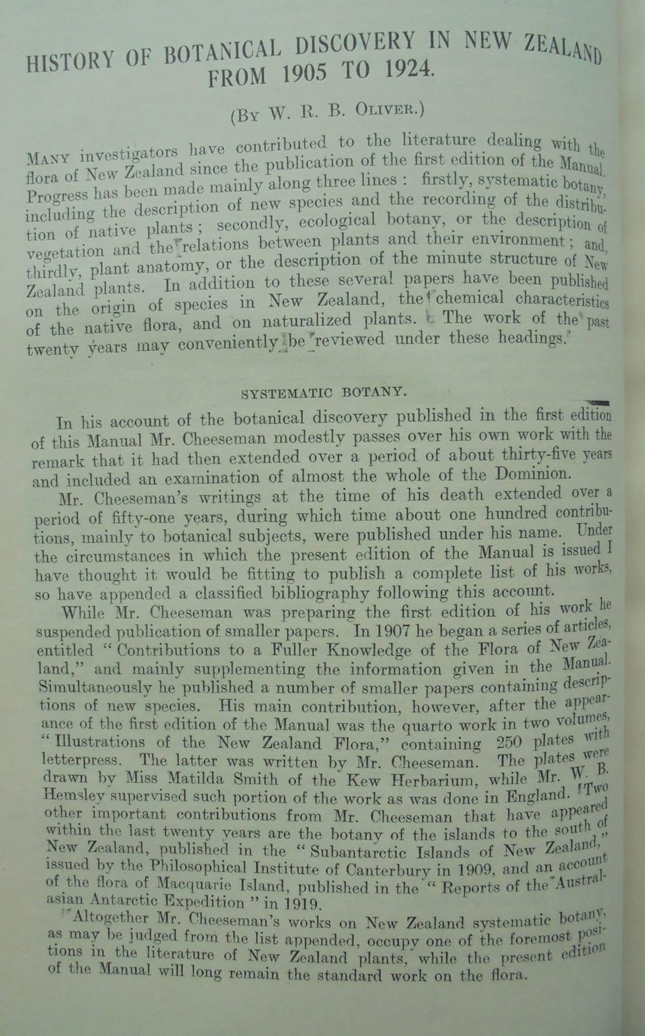 Manual of the New Zealand Flora by T. F. Cheeseman.