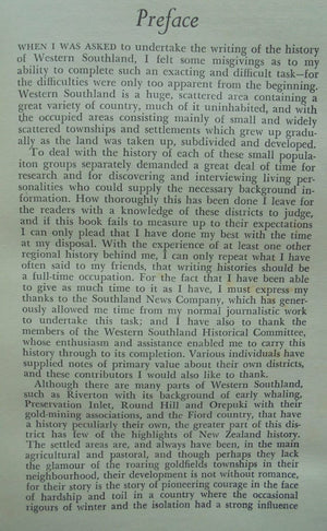 West to the Fiords The History of Western Southland: Comprising Wallace & Fiord Counties, the Borough of Riverton and the Various Town Districts Within Those Areas. By F W G Miller.