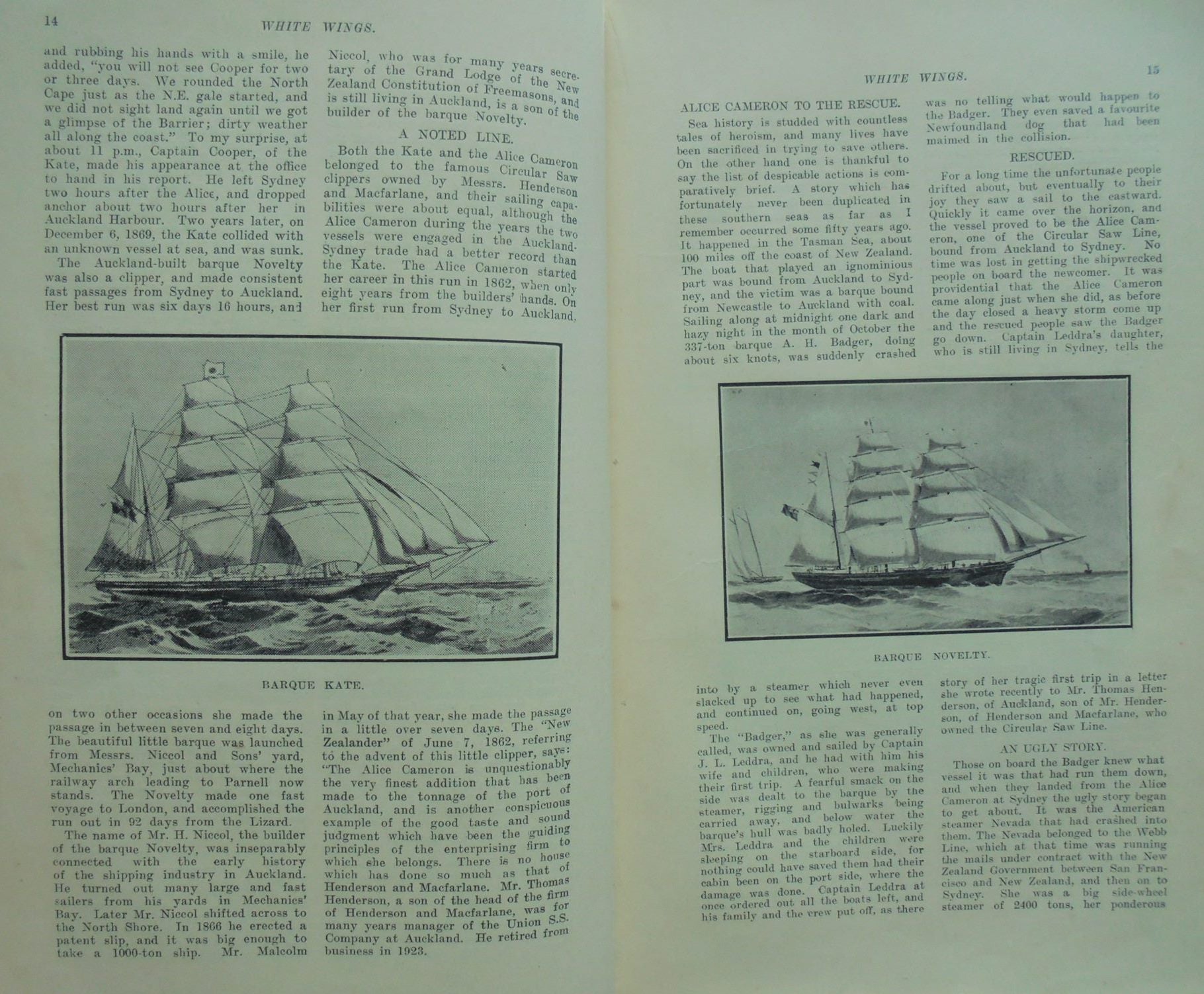 White Wings. Fifty Years of Sail in the New Zealand Trade 1850-1900. By Henry Brett.