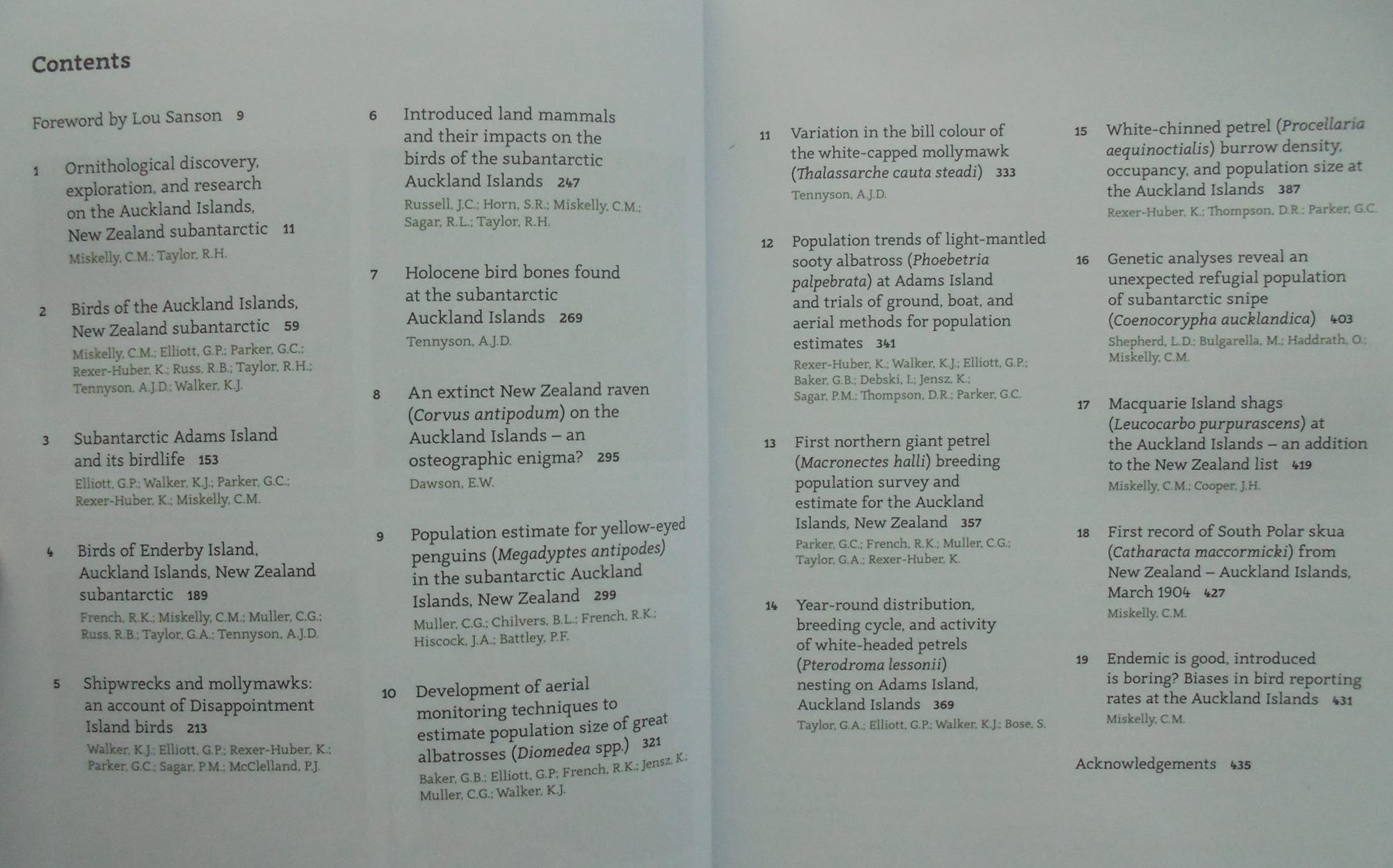 Ornithology of the subantarctic Auckland Islands By Colin Miskelly, Craig Symes.