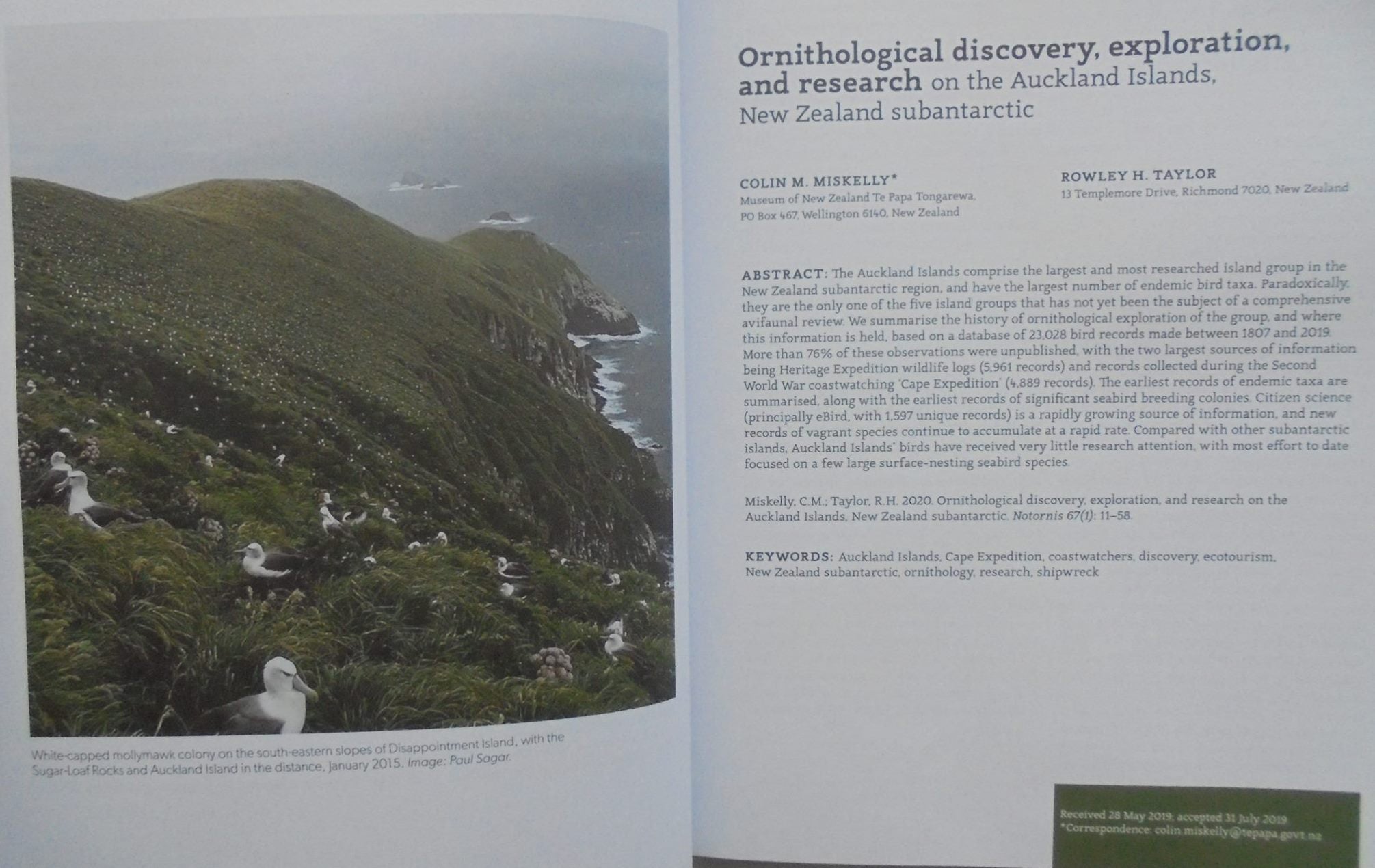 Ornithology of the subantarctic Auckland Islands By Colin Miskelly, Craig Symes.