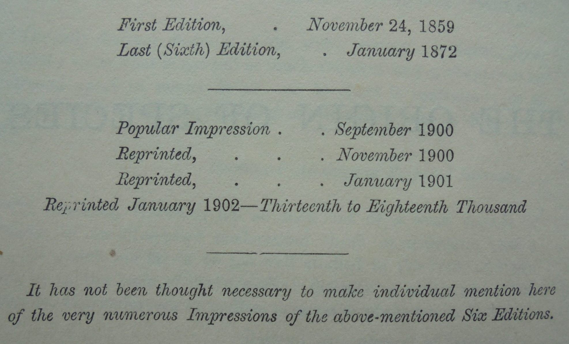 The Origin of Species by Means of Natural Selection or the Preservation of Favoured Races in the Struggle for Life by Charles Darwin. 1902